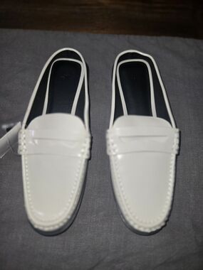 H&M White Patent Leather Penny Loafer Mule Size 11 NWT